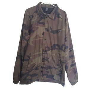 Obey Outdoor Snap Button Closure Camo Coaches Lightweight Jacket Men's Size M